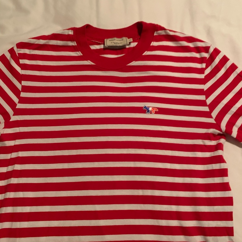 Masion kitsune, striped red long sleeve t shirt